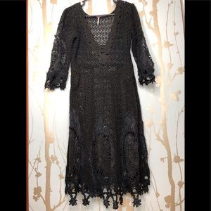 Free People Crochet Black Dress